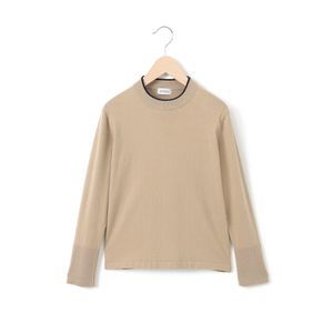 
                  バイカラーモックネックニット